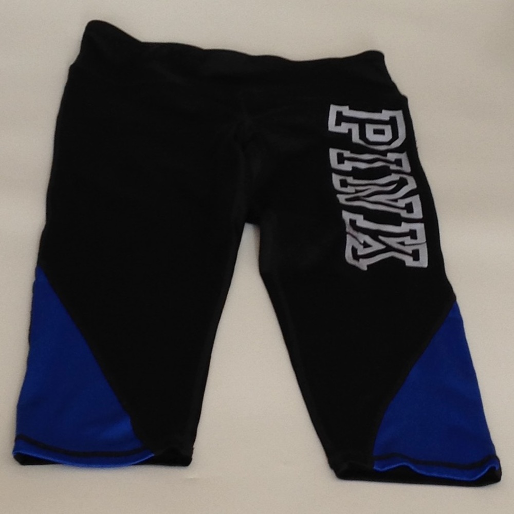 Yoshion  Black/Blue Color Block Crop Leggings